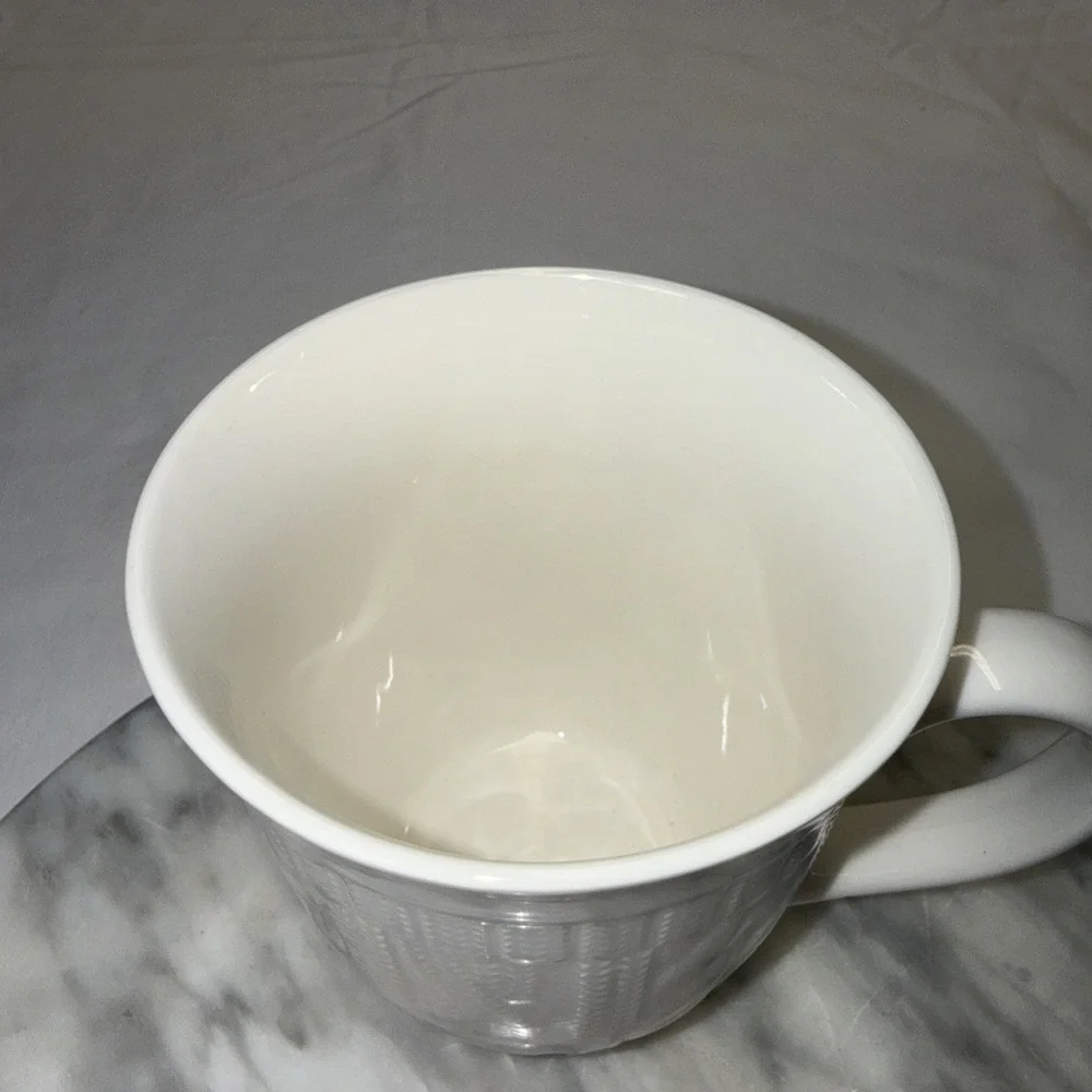 Maud Borup Mug Cup, Cable Knit Sweater Design, Cream Color, 16 Oz